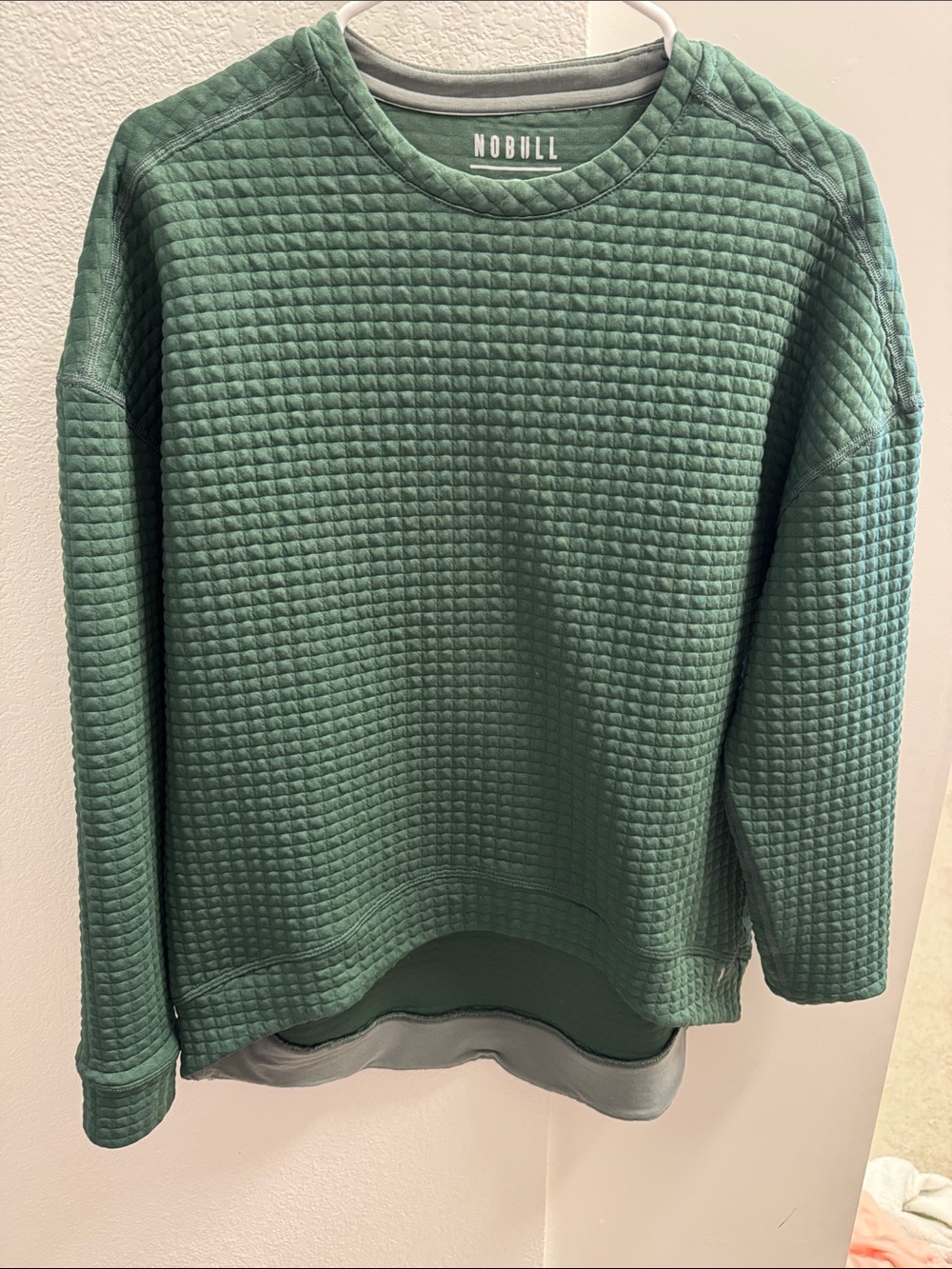 NOBULL Quilted Sage Green Crewneck Sweater